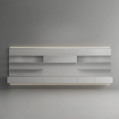 Parete Attrezzata Abacus Grigio Chiaro di Rimadesio