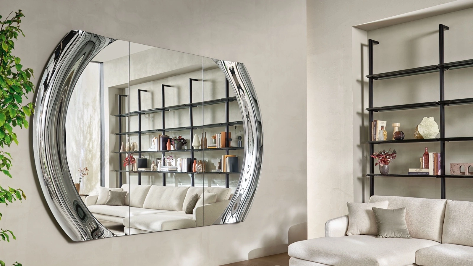 Specchio Magnifico con cornice oin vetro curvato di Fiam