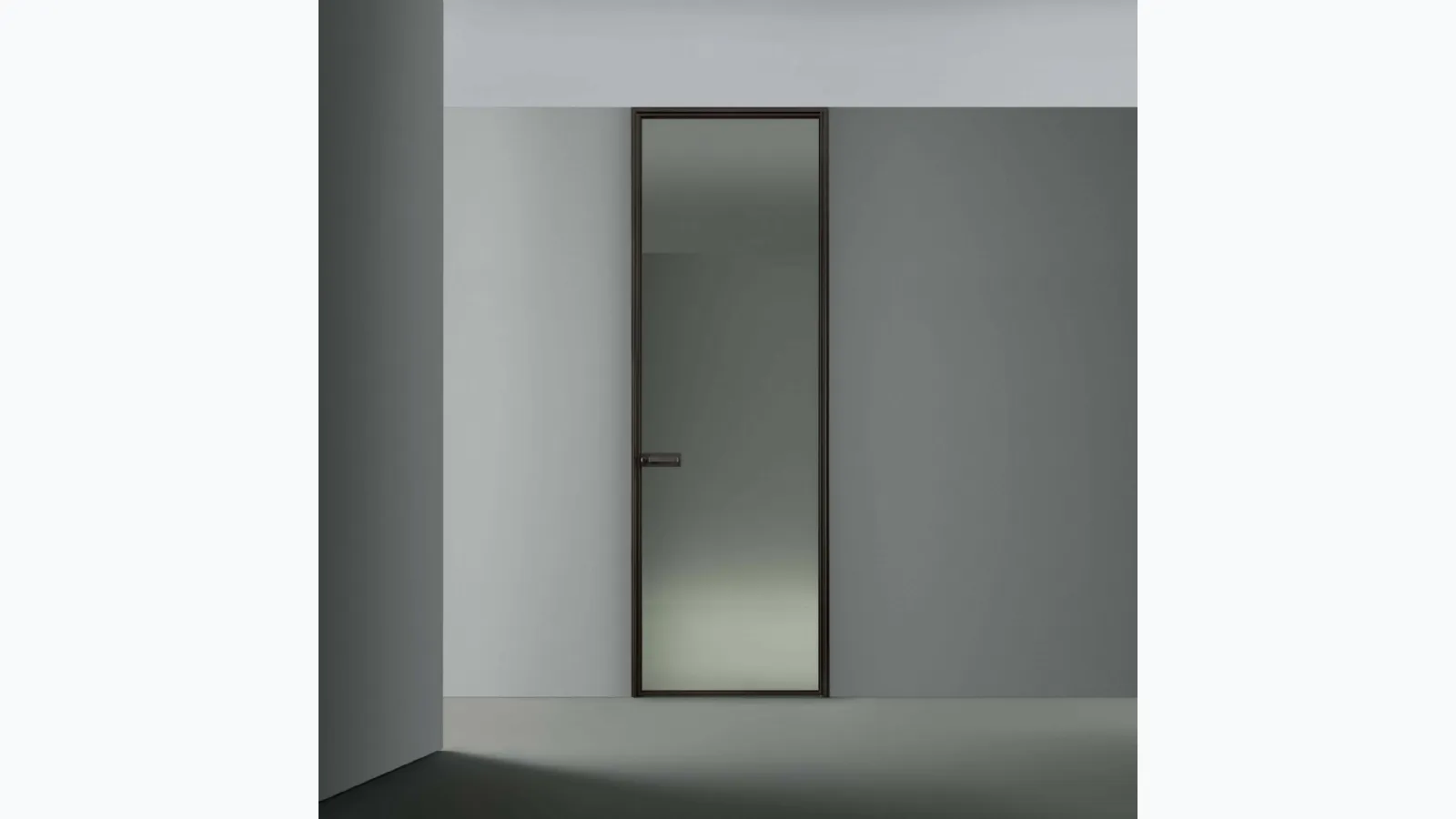 Porta battente in Vetro riflettente Grigio Spin di Rimadesio