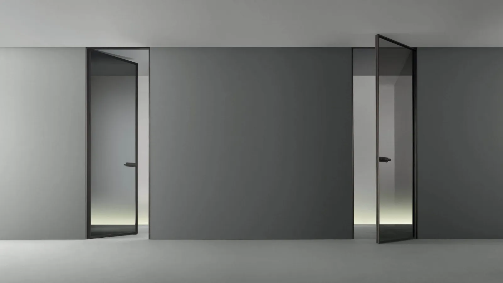 Porta a battente per interni Zen Frame in vetro grigio trasparente di Rimadesio