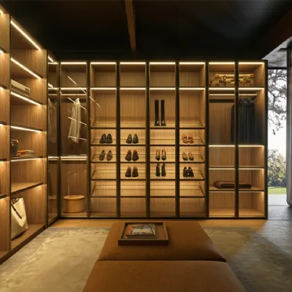 Cabina Armadio Gliss Master in Vetro Bronzo di Molteni & C