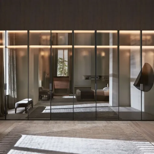 Cabina Armadio con ante battenti in vetro specchiato Gliss Master Window di Molteni&C