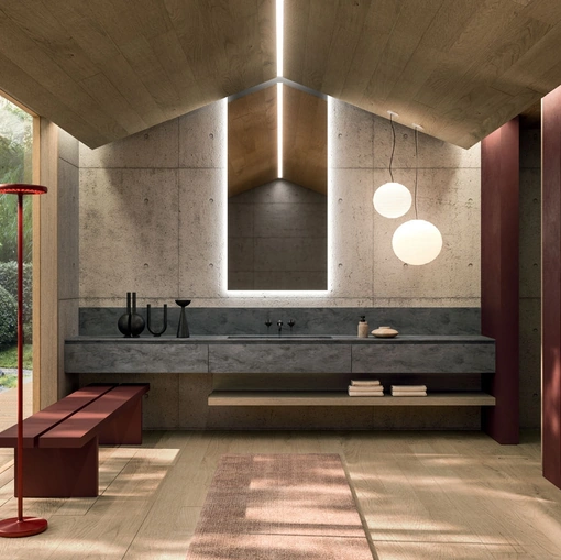 Mobile da Bagno sospeso 360Gradi 04 in Corian di Arrital