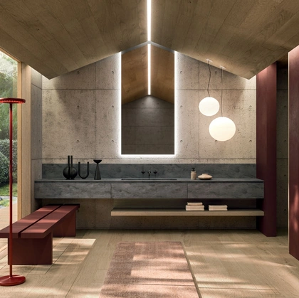 Mobile da Bagno sospeso 360Gradi 04 in Corian di Arrital