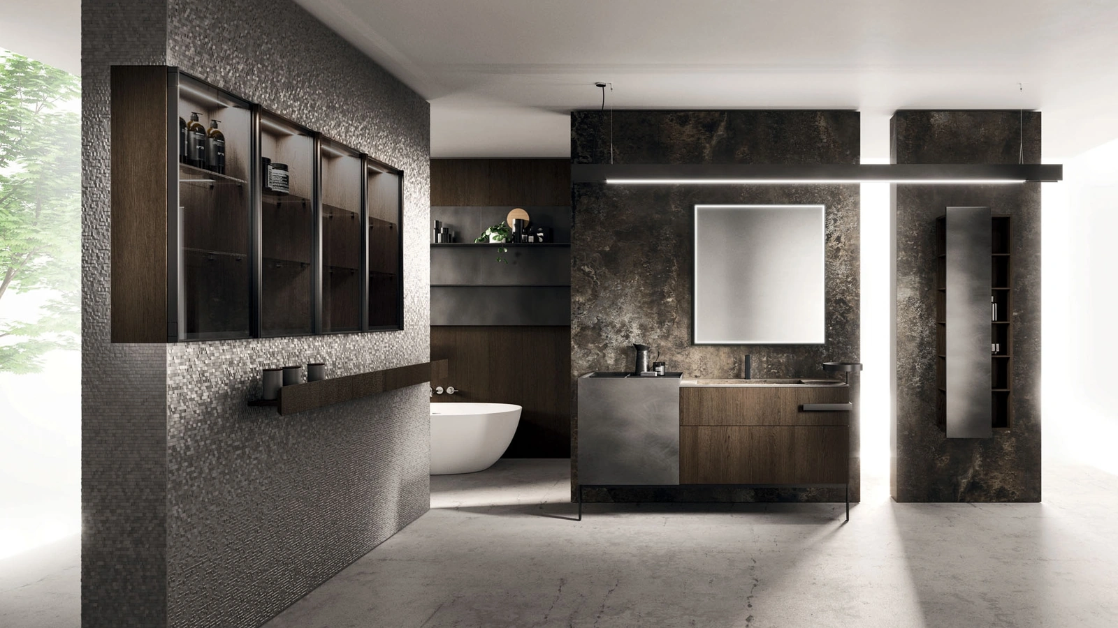 Mobile da Bagno a terra Lympha 02 in rovere e laccato ossidato di Arrital