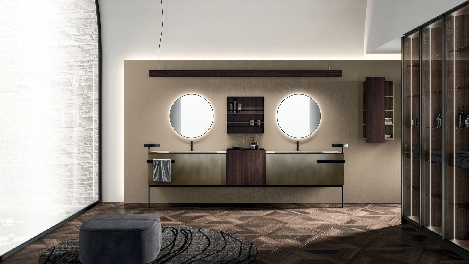 Mobile da Bagno a terra Lympha 06 in laccato ossidato ottone di Arrital