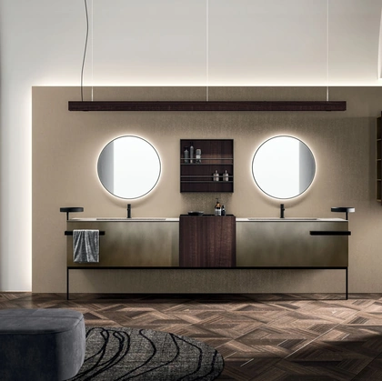 Mobile da Bagno a terra Lympha 06 in laccato ossidato ottone di Arrital