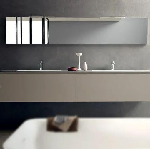 Mobile da Bagno sospeso in laminato Beige Light di Modulnova