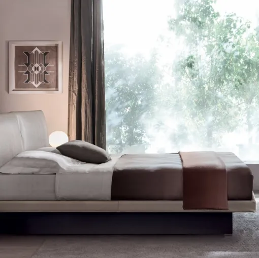 Letto moderno in pelle con box contenitore Honey di Molteni&C