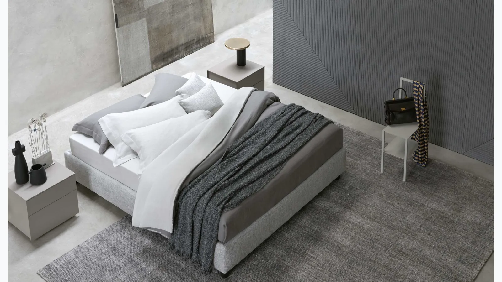 Letto in tessuto Sommier semplice e versatile con contenitore di Flou