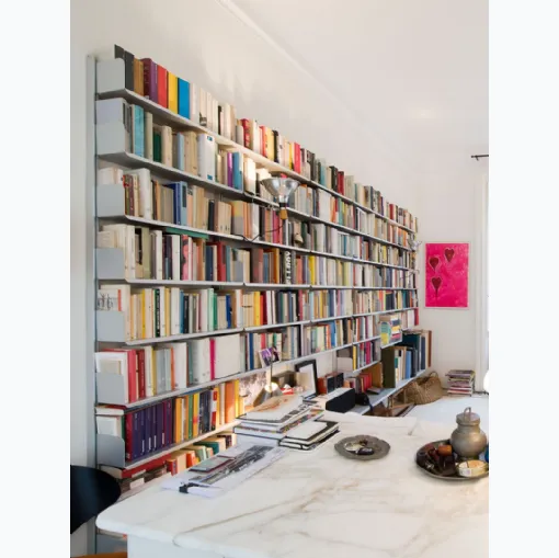 Libreria componibile a muro K1 04 in alluminio laccato Grigio di Kriptonite