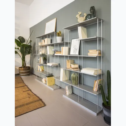 Libreria a muro Krossing maxi 2 in metallo laccato Grigio di Kriptonite