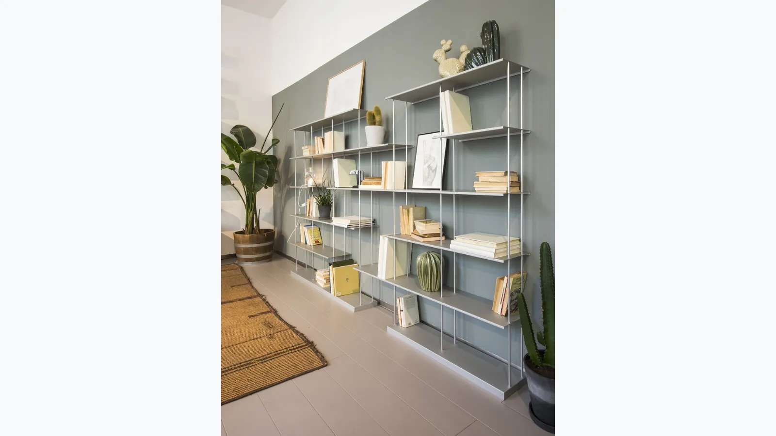 Libreria a muro Krossing maxi 2 in metallo laccato Grigio di Kriptonite