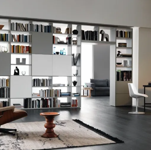 Libreria divisoria bifacciale Modo M6C93 in laccato opaco di Sangiacomo