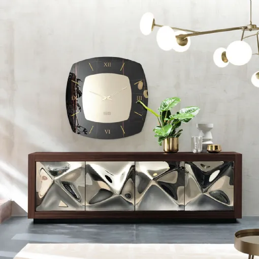 Madia Picasso P12 Fiocco in cristallo fuso specchiante bronzato e struttura in legno di Riflessi