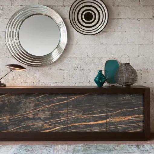 Madia Picasso P12 in Rovere con ante in finitura ceramica Noir Desir di Riflessi