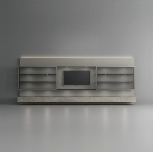 Parete Attrezzata Abacus Platino di Rimadesio