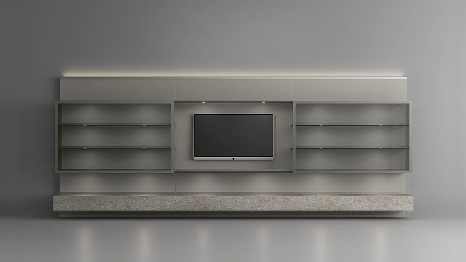 Parete Attrezzata Abacus Platino di Rimadesio