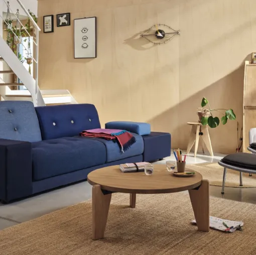 Poltrona in tessuto con base in alluminio lucido Slow Chair & Ottoman di Vitra