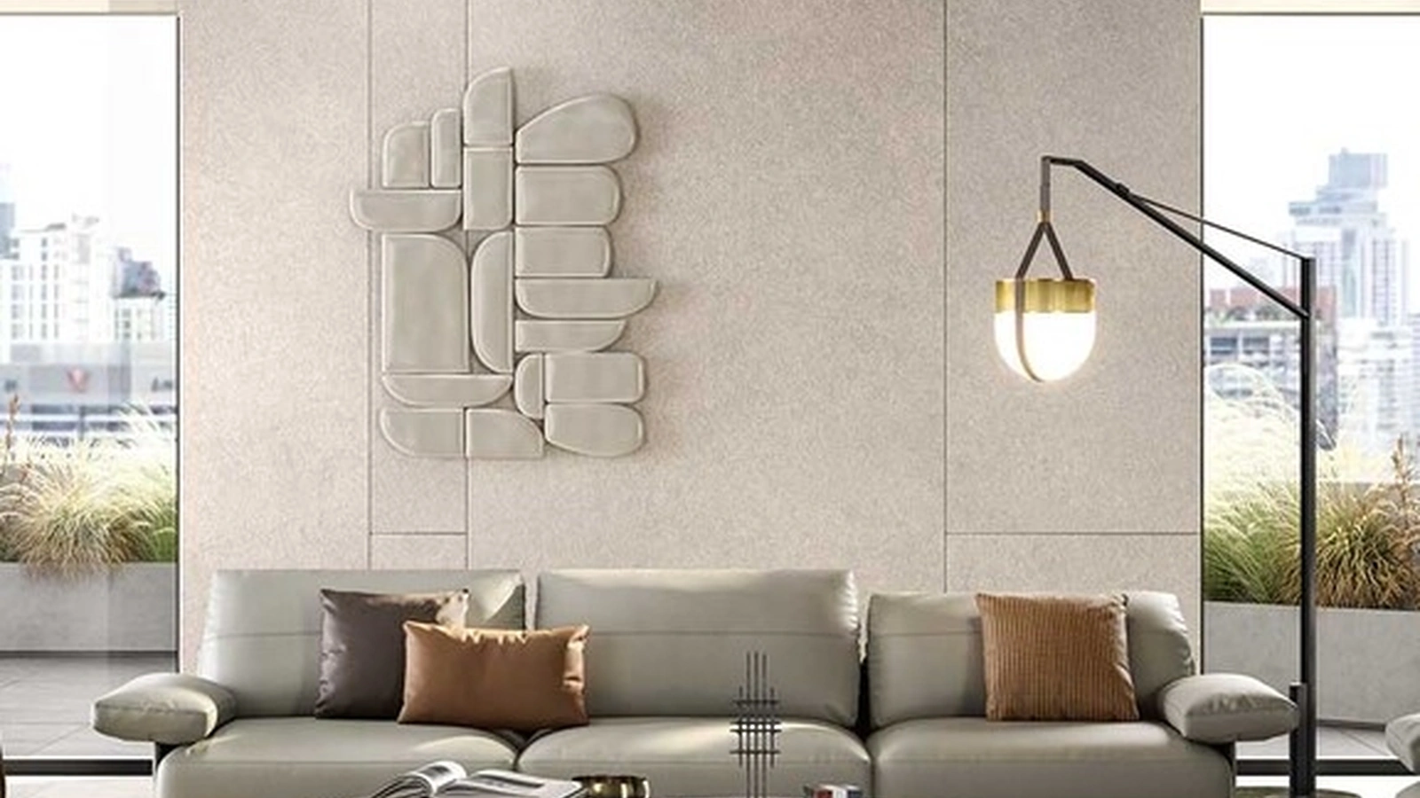 Divano lineare in pelle Blisscape di Poltrona Frau