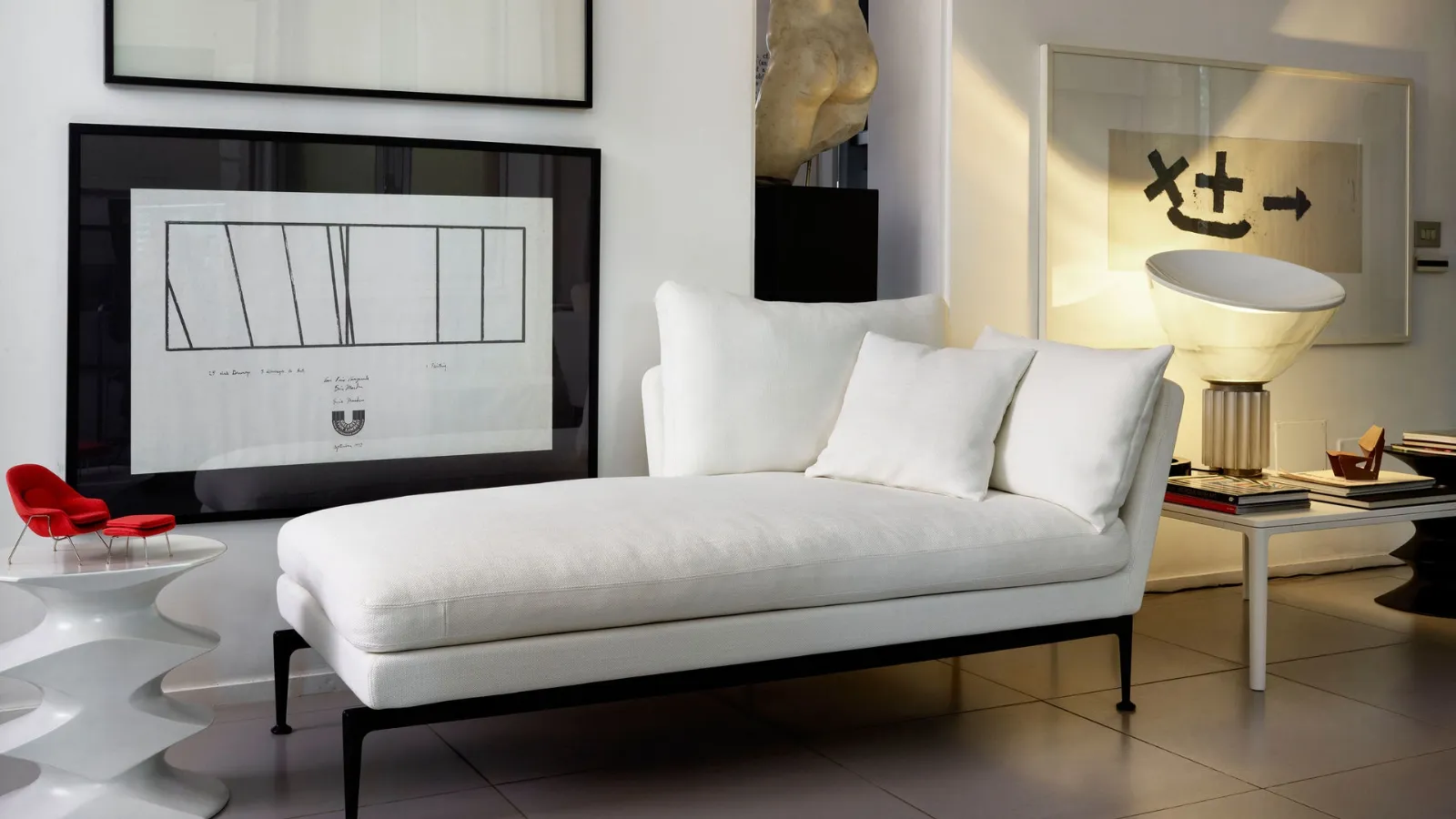 Divano lineare in tessuto Suita Chaise Longue di Vitra