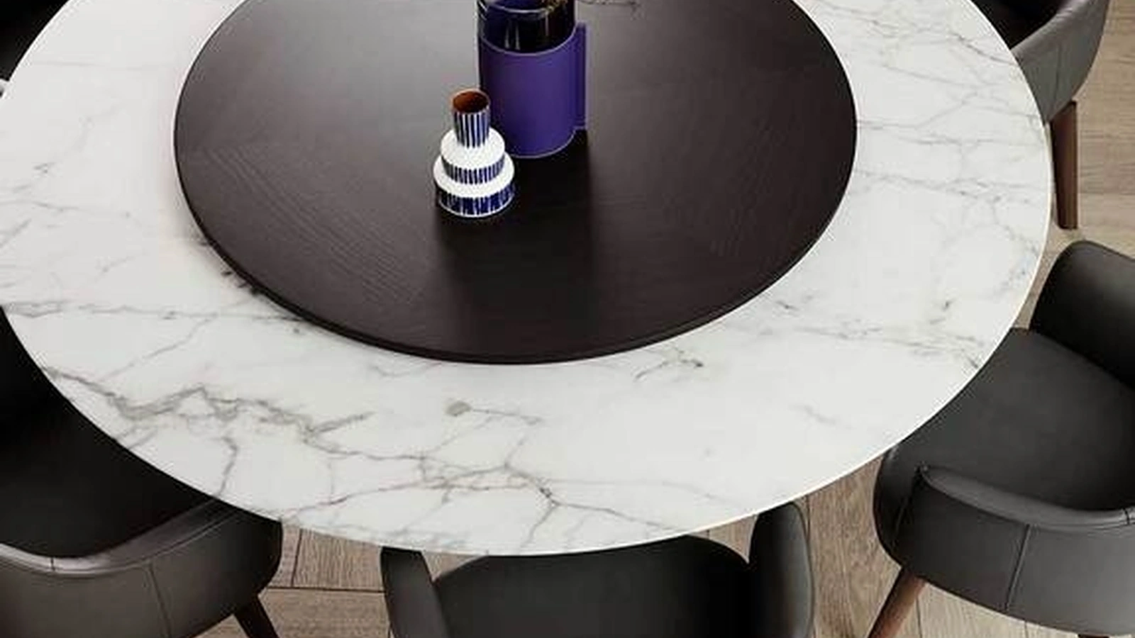 Tavolo Mesa Due con Lazy Susan di Poltrona Frau