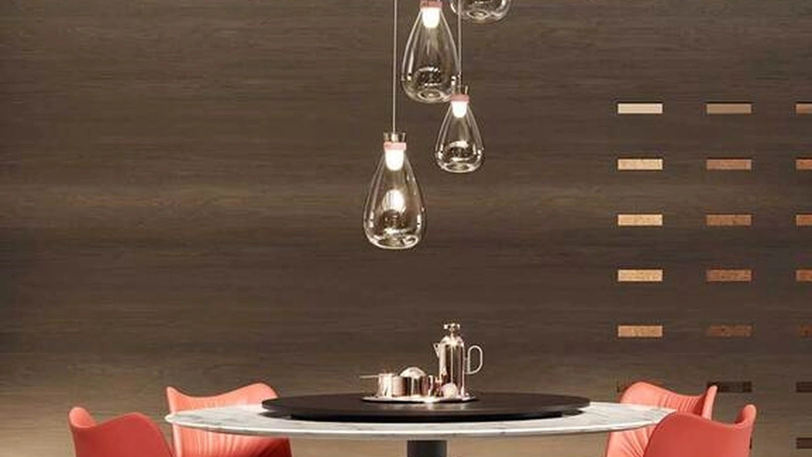 Tavolo Mesa Due con Lazy Susan di Poltrona Frau