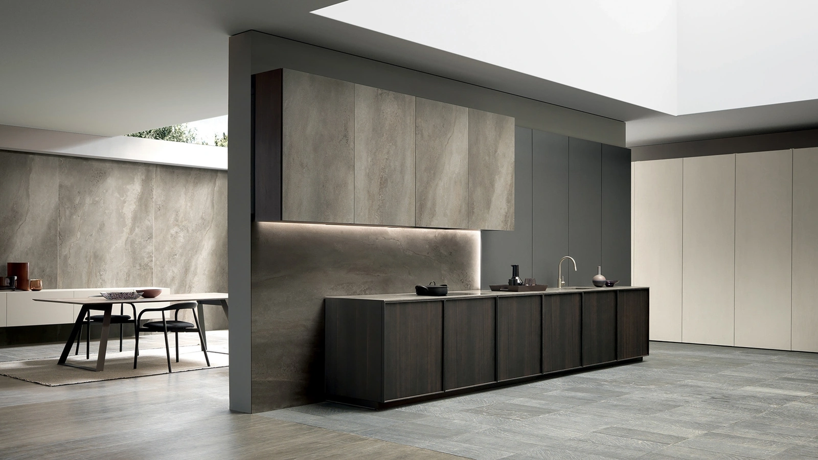 Cucina Design Frame Black Dust lineare di Modulnova