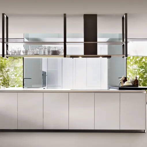 Cucina Design ad angolo in laminato Bianco HiLine 6 di Dada