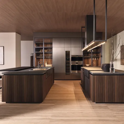 Cucina Design con isola HiLine 6 Frame Door in essenza Eucalipto di Dada