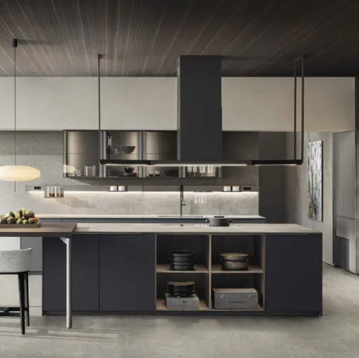 Cucina Design con isola InDada in Fenix Grigio Bromo di Dada