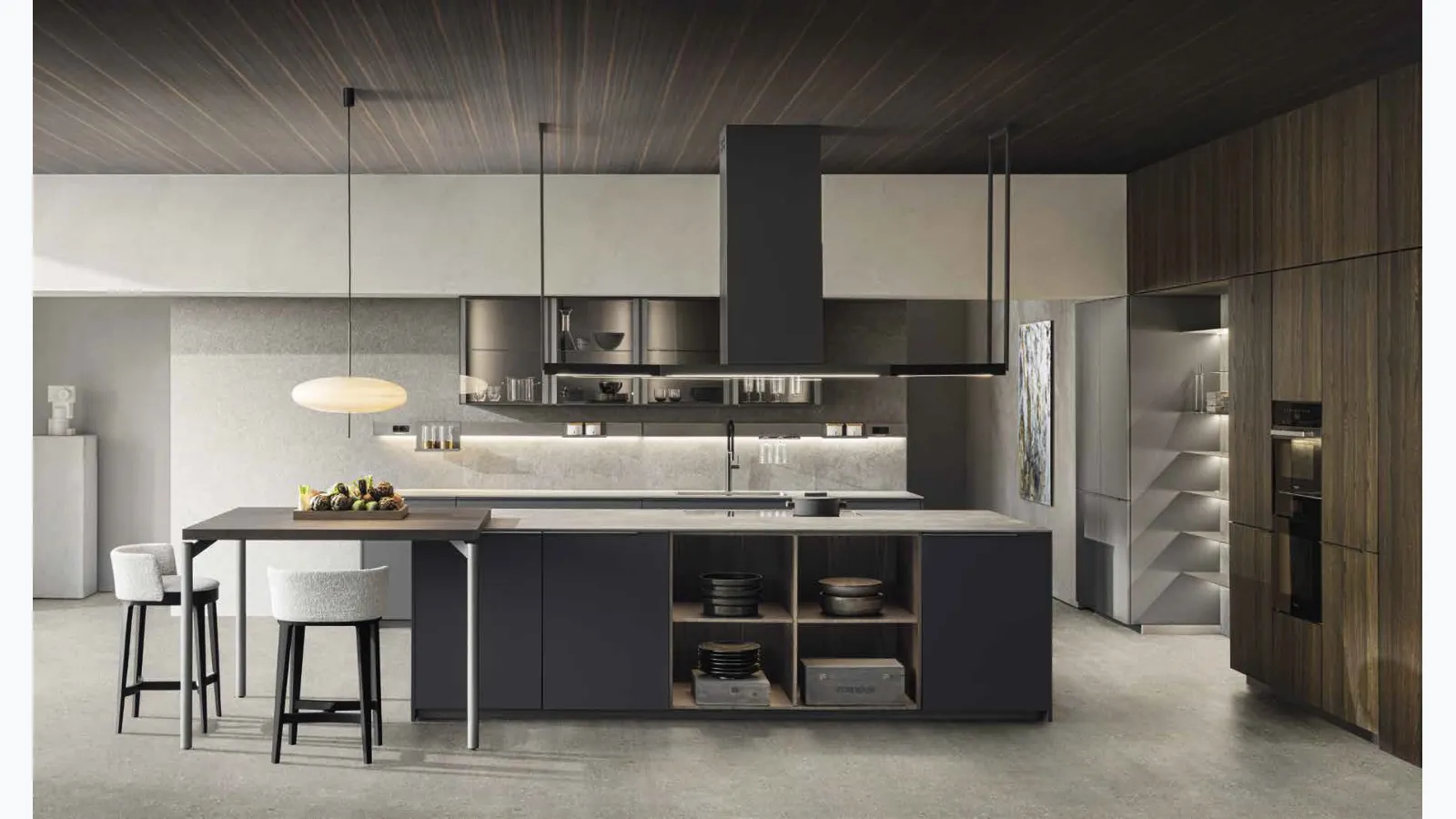 Cucina Design con isola InDada in Fenix Grigio Bromo di Dada