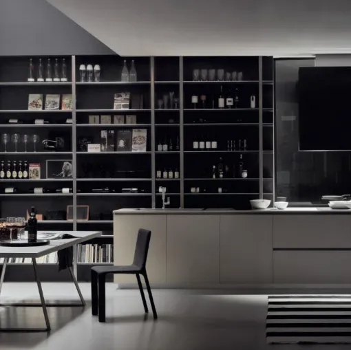 Cucina Design con isola MH6 in resina Grigio di Modulnova