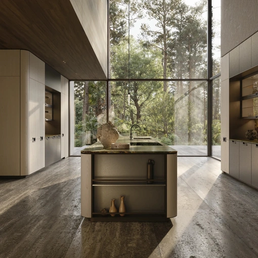 Cucina Design Physis in laccato Peltro e Rovere di Molteni & C