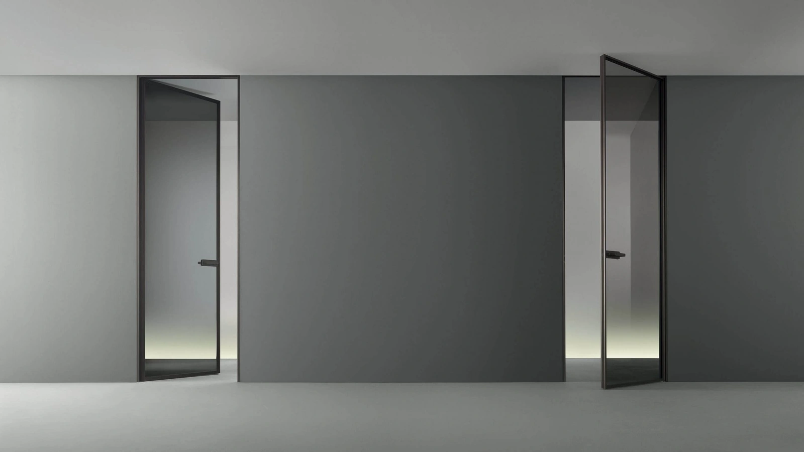 Porta per interni Zen in vetro grigio trasparente con telaio in alluminio di Rimadesio