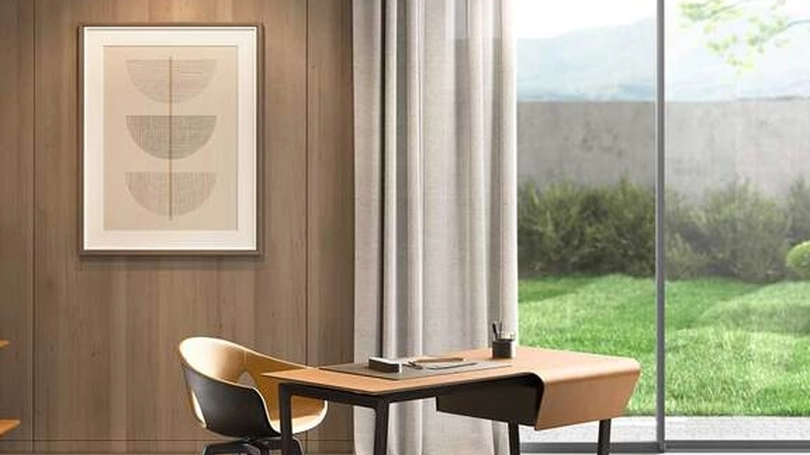 Scrivania operativa con top rivestito in cuoio Fred di Poltrona Frau